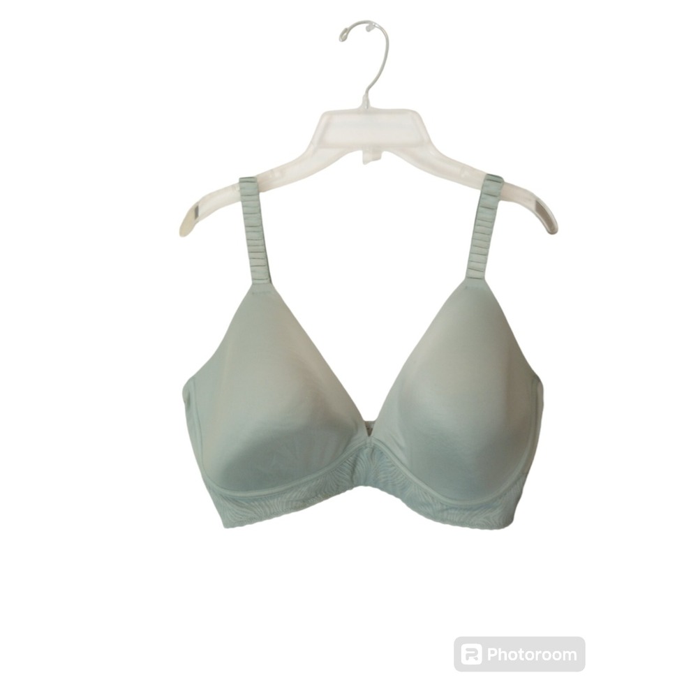 Vanity Fair  77164 Wireless‎ Teal  Blue Lined T-shirt Bra Size 38DD